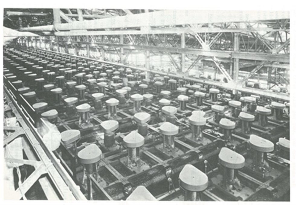 Kennecott Copper Corporation. Bonneville Concentrator Rougher: 45 rows of 16 cells per row (Jeppson and Ramsey 1976)